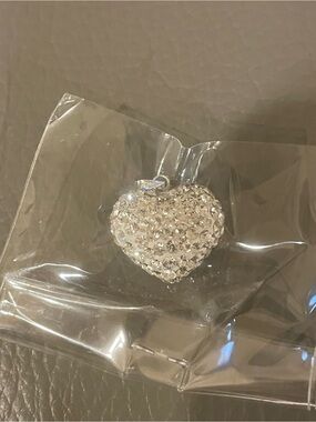 Crystal Pave Heart Pendant Necklace - Silver Sparkle